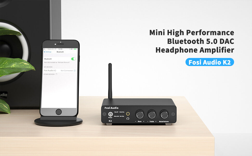 Fosi Audio K2 Bluetooth Stereo Gaming DAC Headphone Amplifier Preamplifier