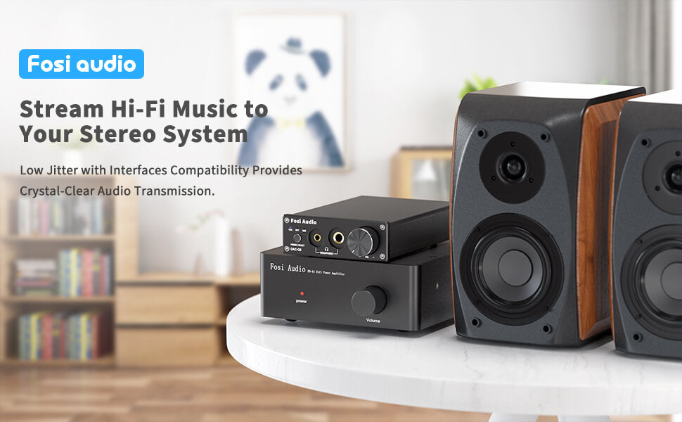 Fosi Audio DAC Converter 24 bit / 192kHz Optik / Koaksiyel / USB Dijital-Analog Adaptör Dekoder ve Kulaklık Amplifikatörü ve Mini Stereo Ön Amplifikatör Q5