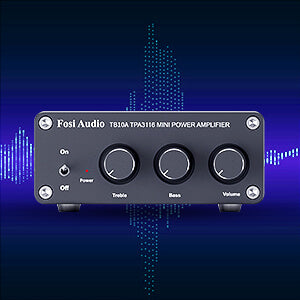 Fosi Audio BT10A Bluetooth 5.0 Stereo Audio Amplifier Receiver 2 Channel  Class D Mini Hi-Fi Integrated Amp for Home Passive Speakers 50W x 2 TPA3116  