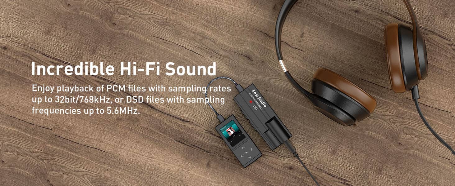 Fosi Audio DS1 headphone amps equipped with the powerful and proven ESS ES9038Q2M, supporting 32bit/768kHz and DSD512