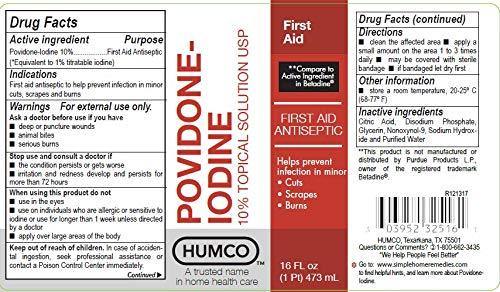 Humco Povidone Iodine 10% Topical Solution - 16 oz