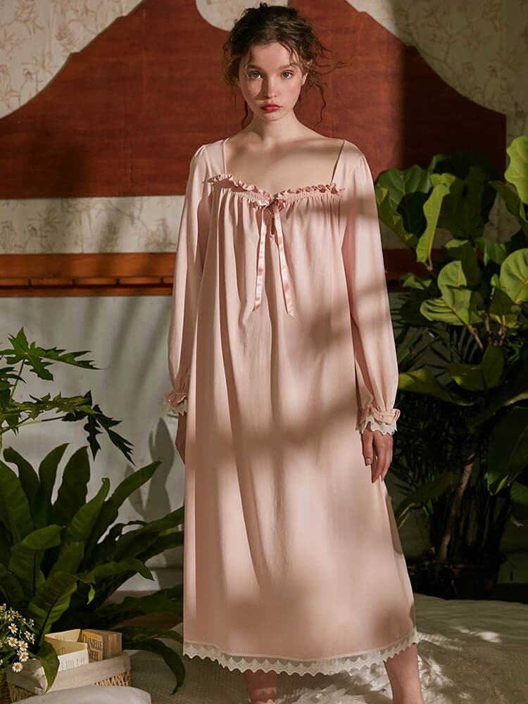 1920s Nightgowns, Pajamas and Robes History long-sleeved-knitted-cotton-princess-nightdress $69.00 AT vintagedancer.com