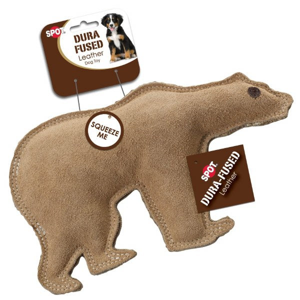 Spot Dura-Fused Leather & Jute Bear Dog Toy