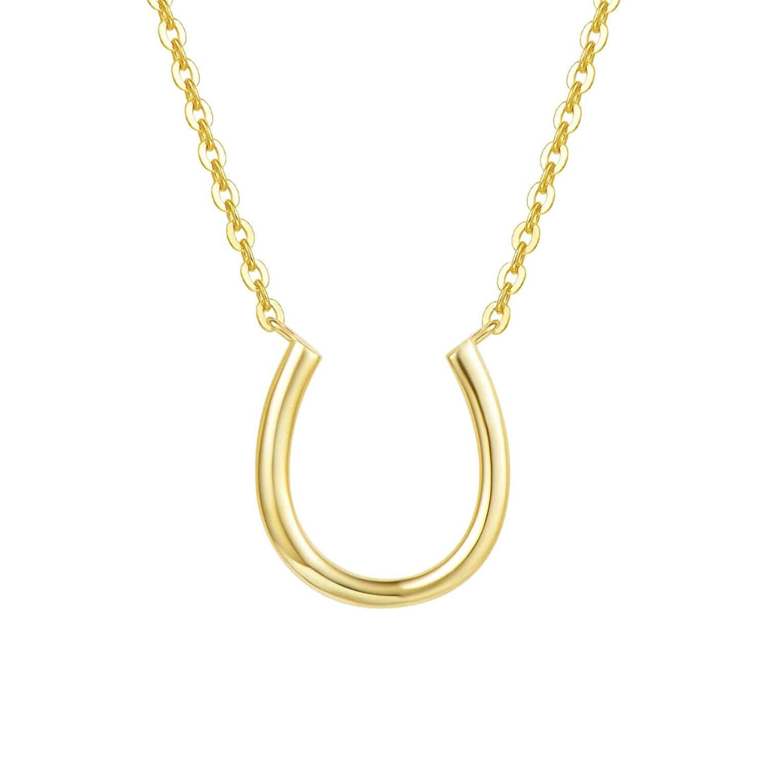 FANCIME Horseshoe Necklace14K Solid Yellow Gold Necklace