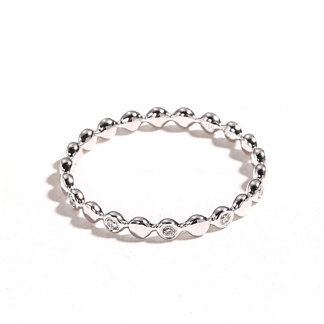 18K White Gold Beaded Ring