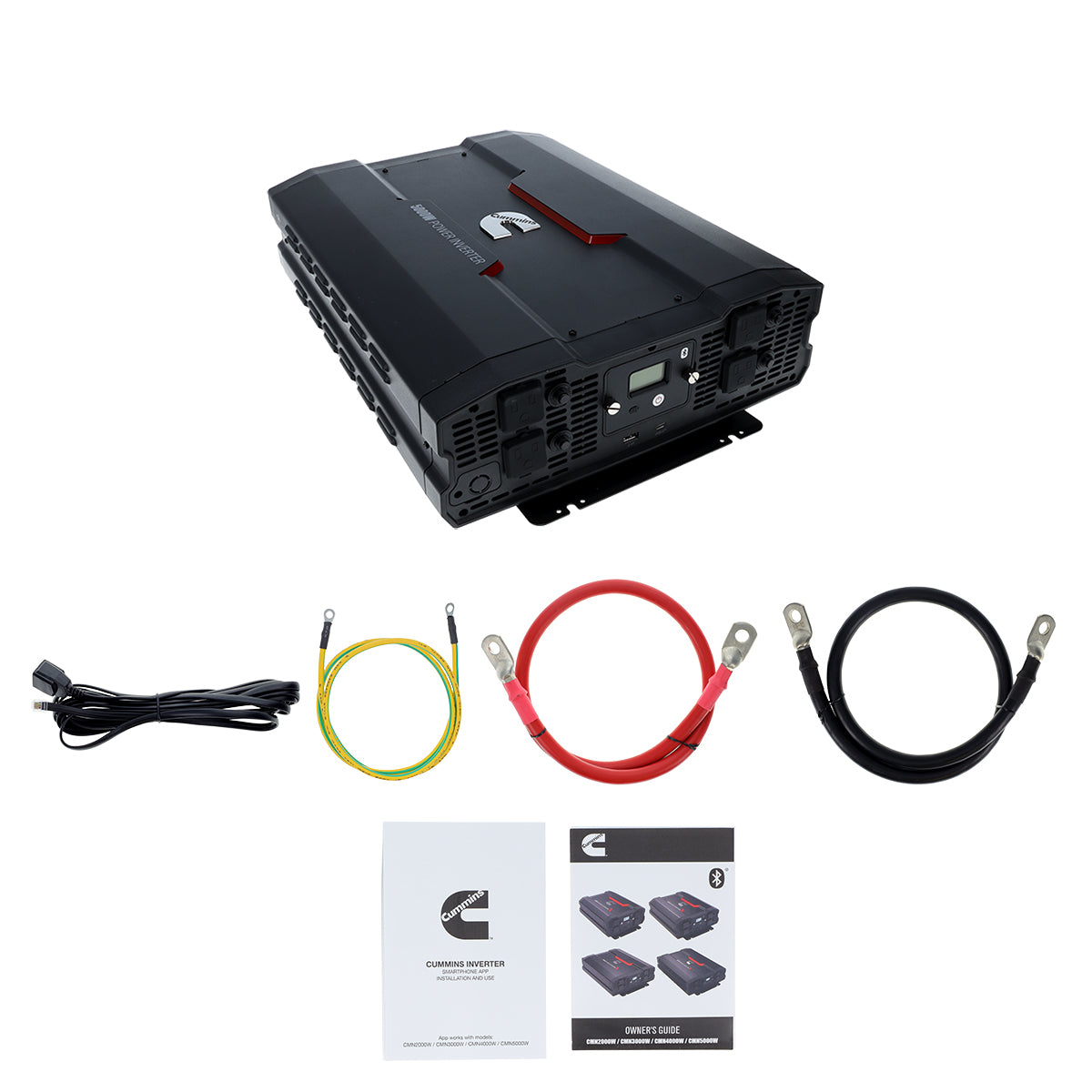 Cummins 5000 Watt Power Inverter Modified Sine Wave Truck Inverter 12V to 110 Volts Four AC Outlets Two USB Ports (Full Cable Kit Included) CMN5000W