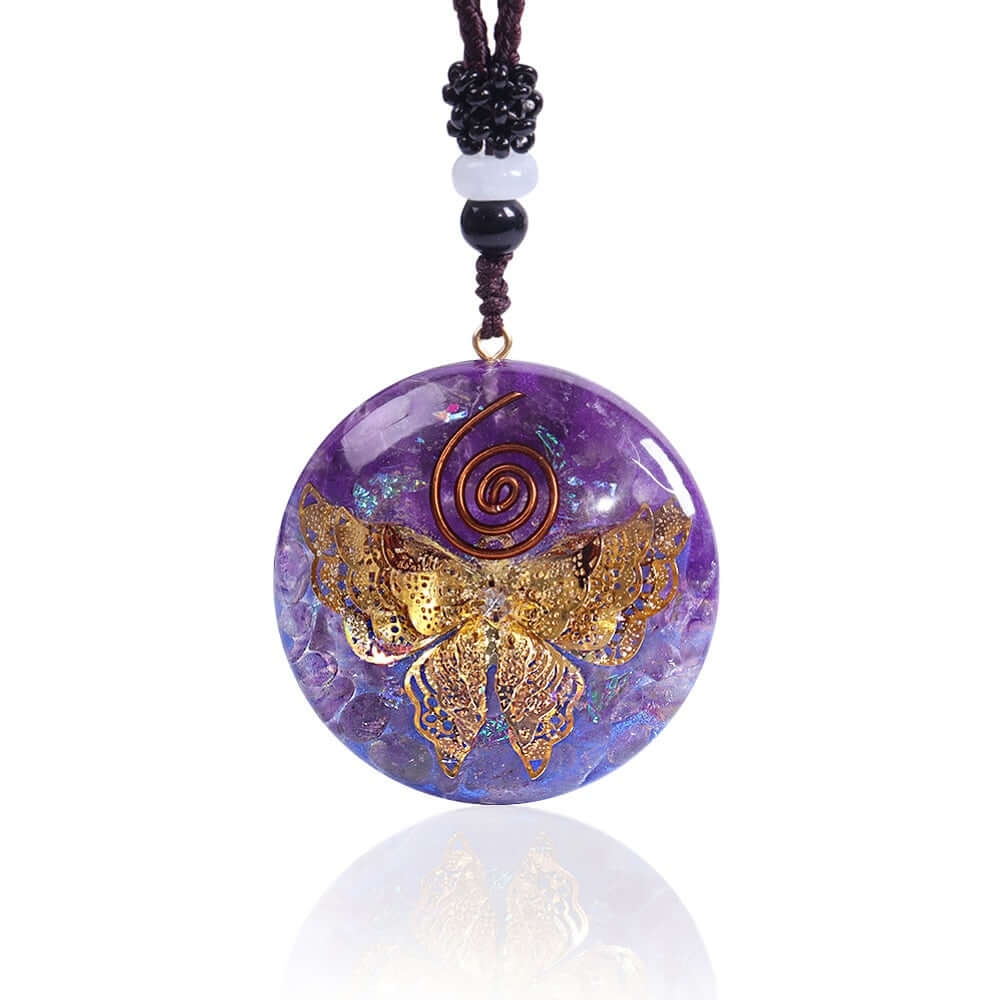 Amethyst Butterfly Pendant Necklace