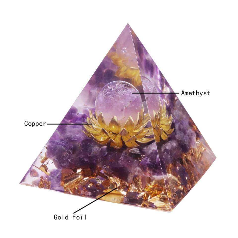 Amethyst Lotus Crystal Pyramid