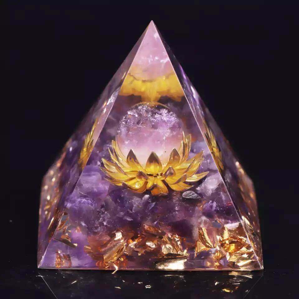 Amethyst Lotus Crystal Pyramid