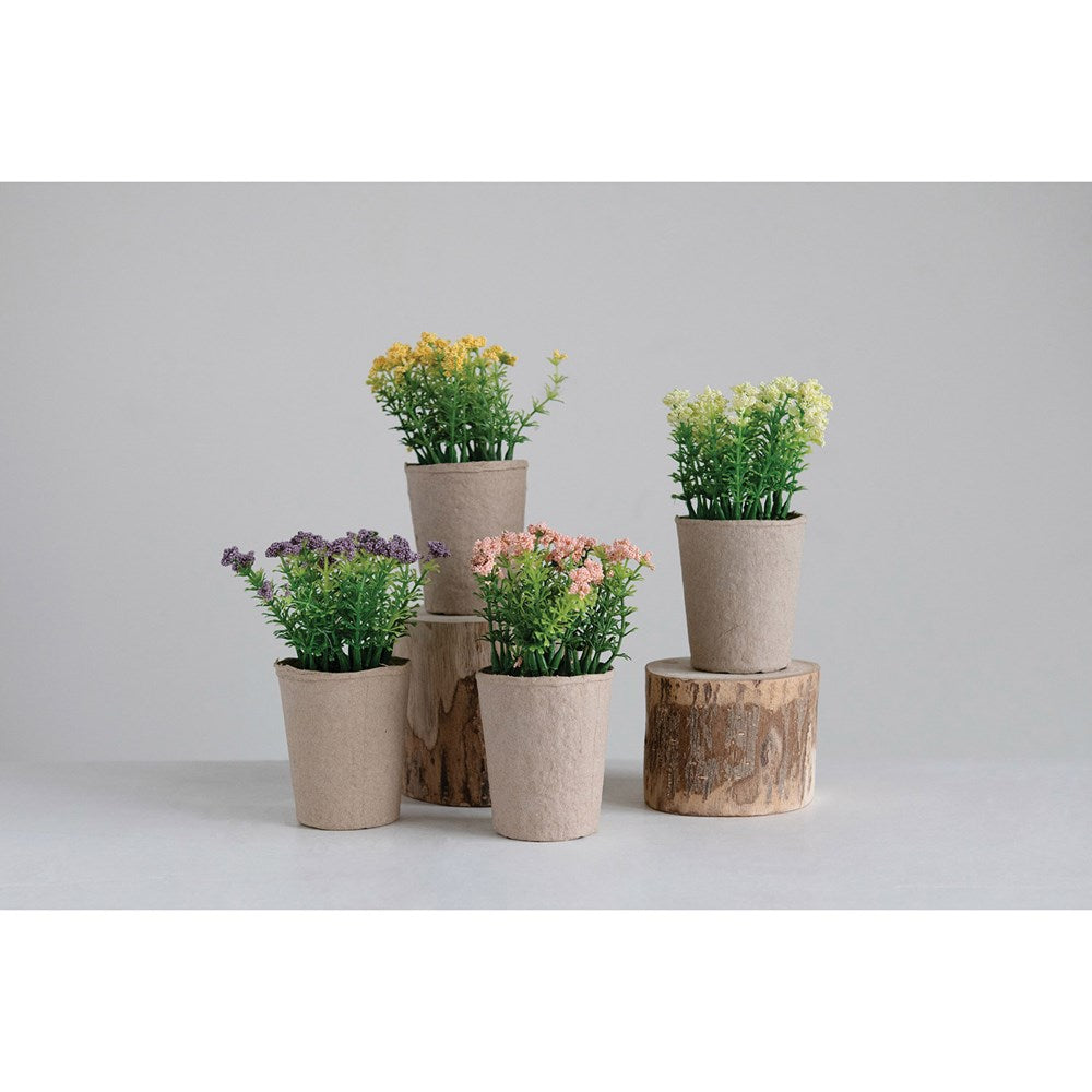 Faux Blooming Plant In Paper Pot