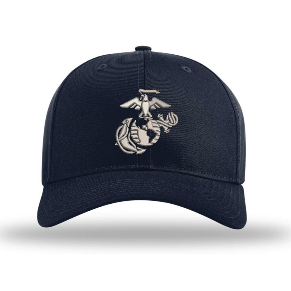  Eagle Globe & Anchor Structured USMC Hat - Silver Logo 