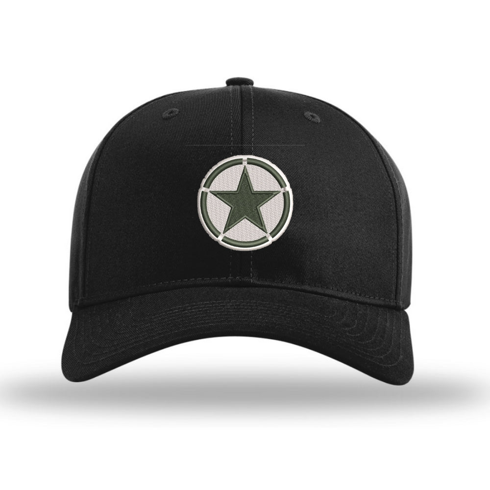  WWII D-Day Invasion Star Structured Hat - Black 