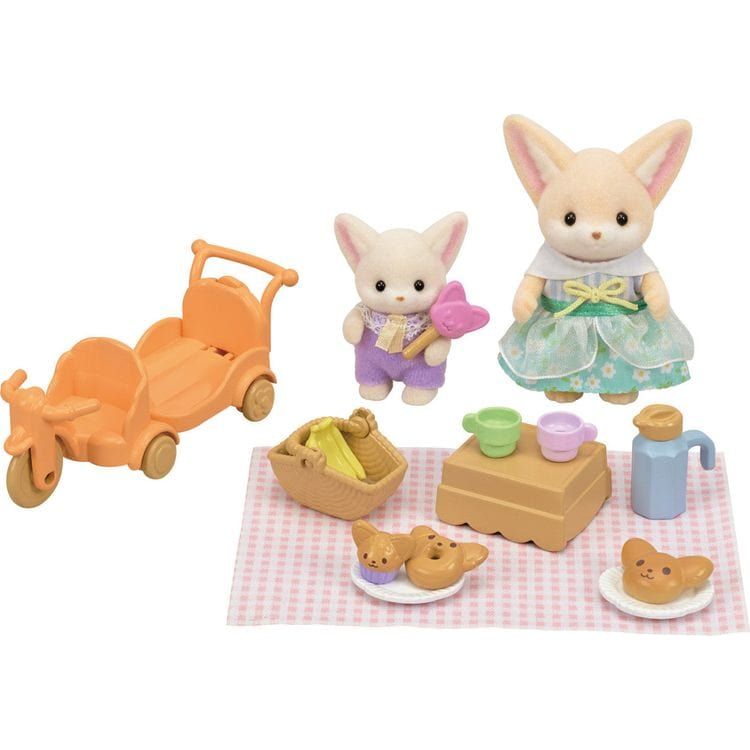 Calico Critters Sunny Picnic Set, Dollhouse Playset with 2 Collectible Figures and Accessories