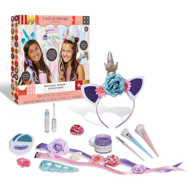 Social Star Unicorn Headband and Makeup Kit