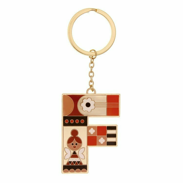 Enamel Monogram Key Chain- F