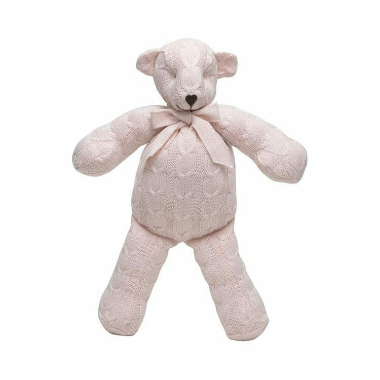 Soft Pink Cable Knit Plush Teddy Bear