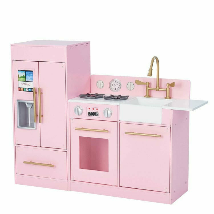 Teamson Kids Little Chef Charlotte 2-Piece Modular Wooden Play Kitchen, Pink
