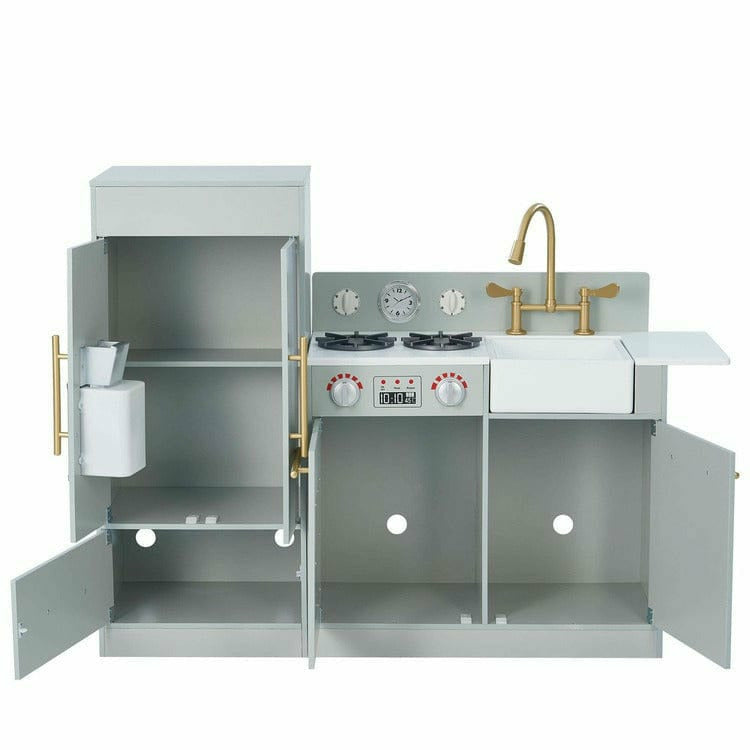 Teamson Kids Little Chef Charlotte Modern Modular Wooden Play Kitchen, Grey/Gold