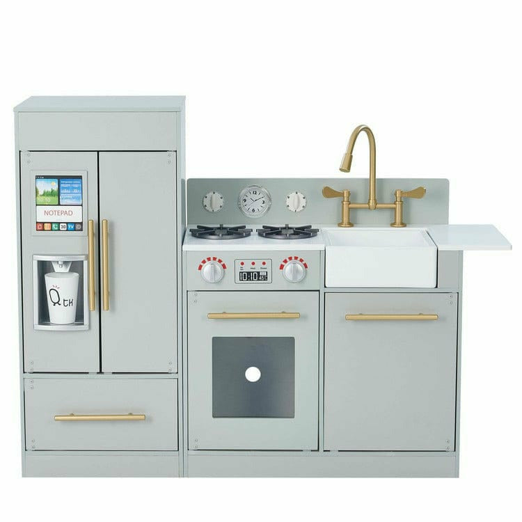 Teamson Kids Little Chef Charlotte Modern Modular Wooden Play Kitchen, Grey/Gold