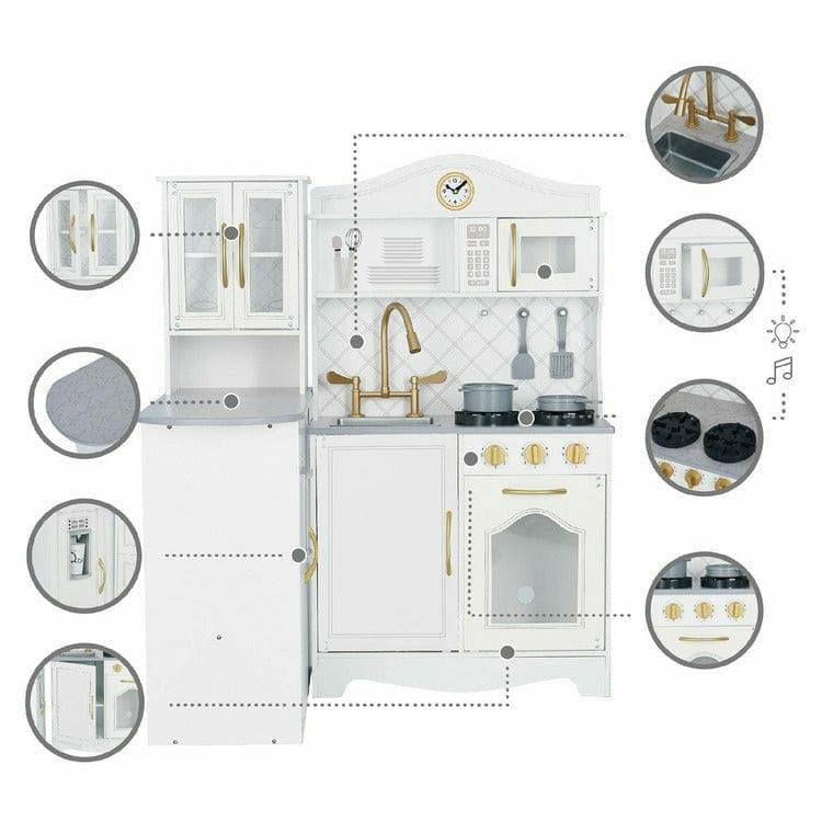 Little Chef Upper East Retro Play Kitchen - White / Gold