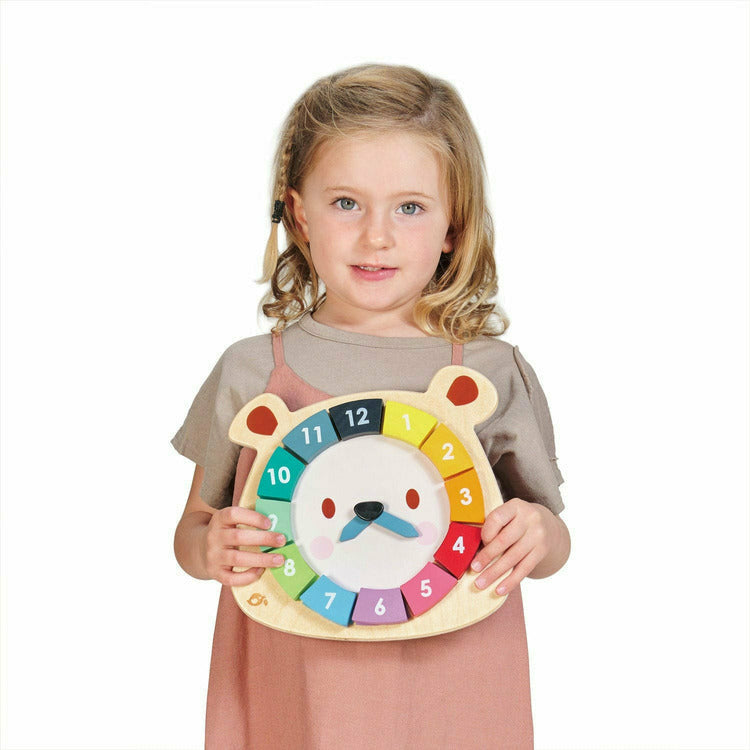 Wooden Bear Colors Clock