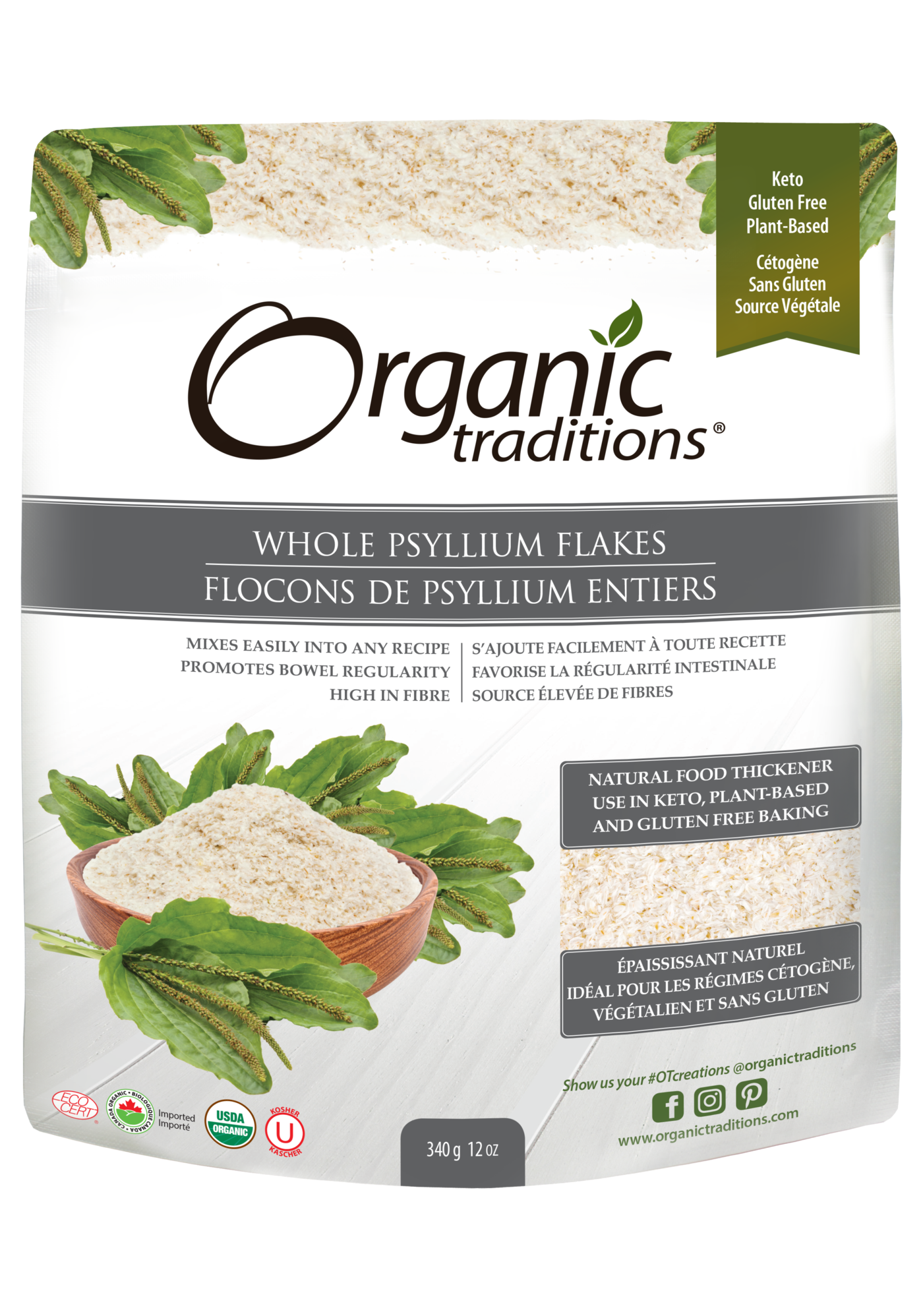 Organic Traditions Whole Psyllium Flakes (340g)