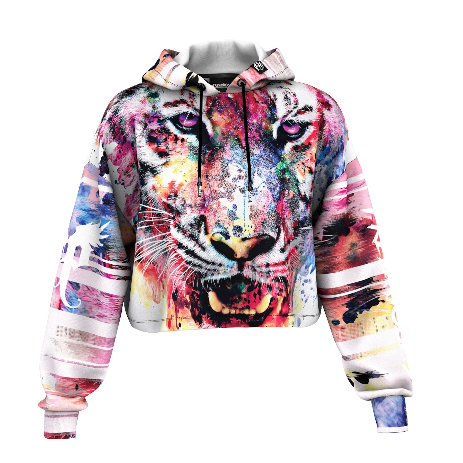 Aquarelle Tiger Cropped Hoodie