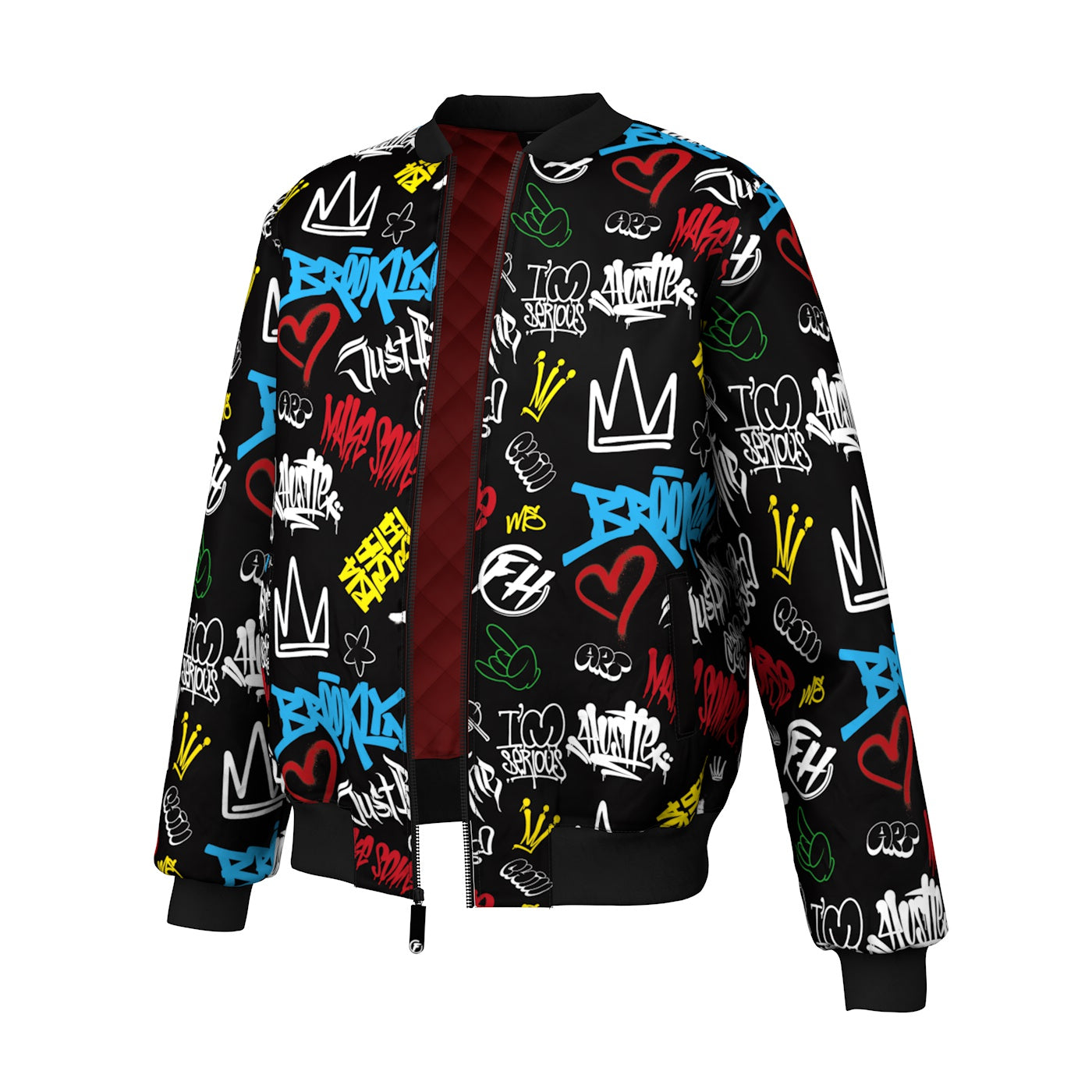 Graffiti Pattern Bomber Jacket