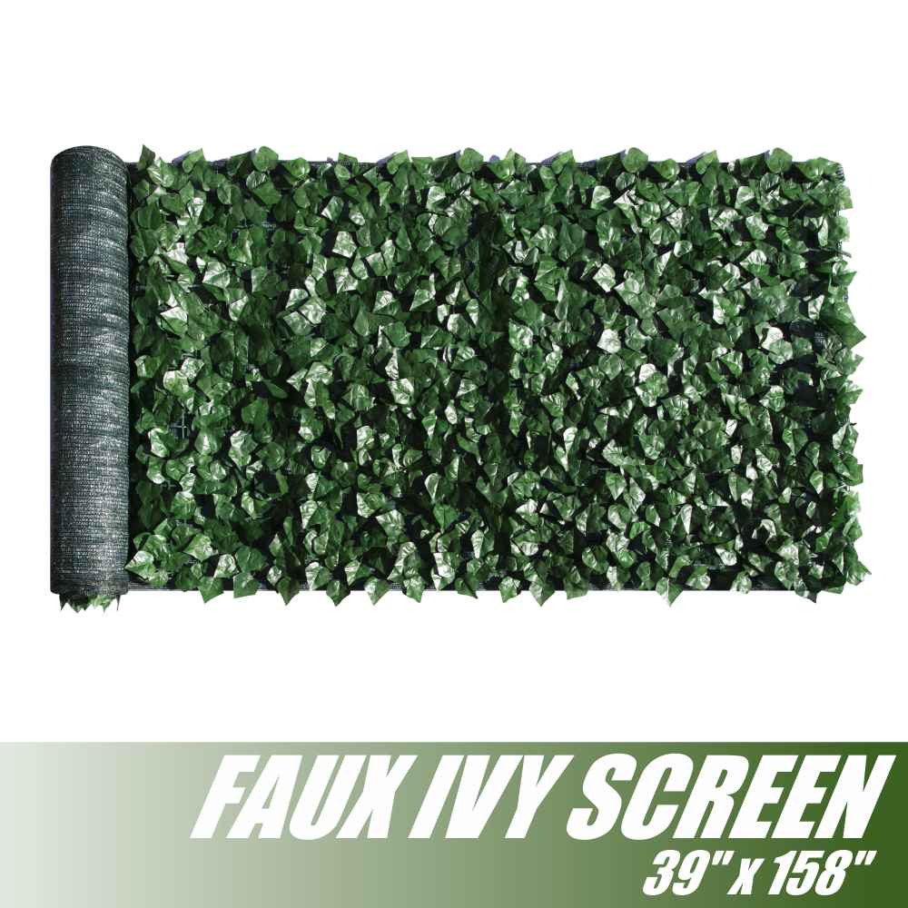  Artificial Hedges Faux Ivy Leaves Fence Privacy Screen Panels  Decorative Trellis - 39" x 158" 