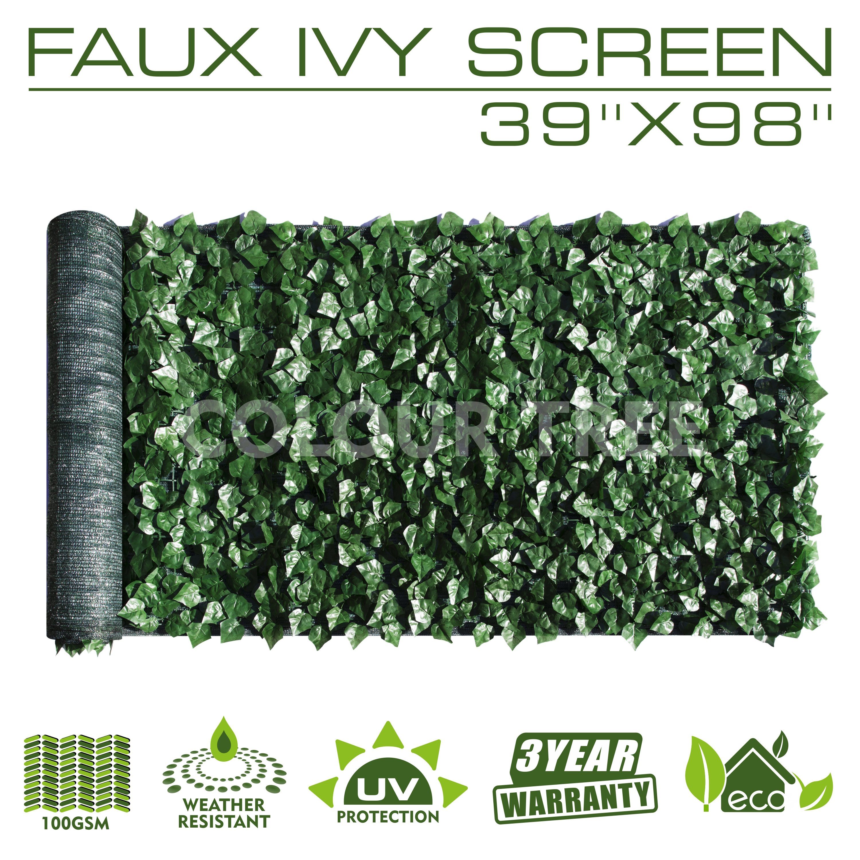  Artificial Hedges Faux Ivy Leaves Fence Privacy Screen Panels  Decorative Trellis - 39" x 98" 