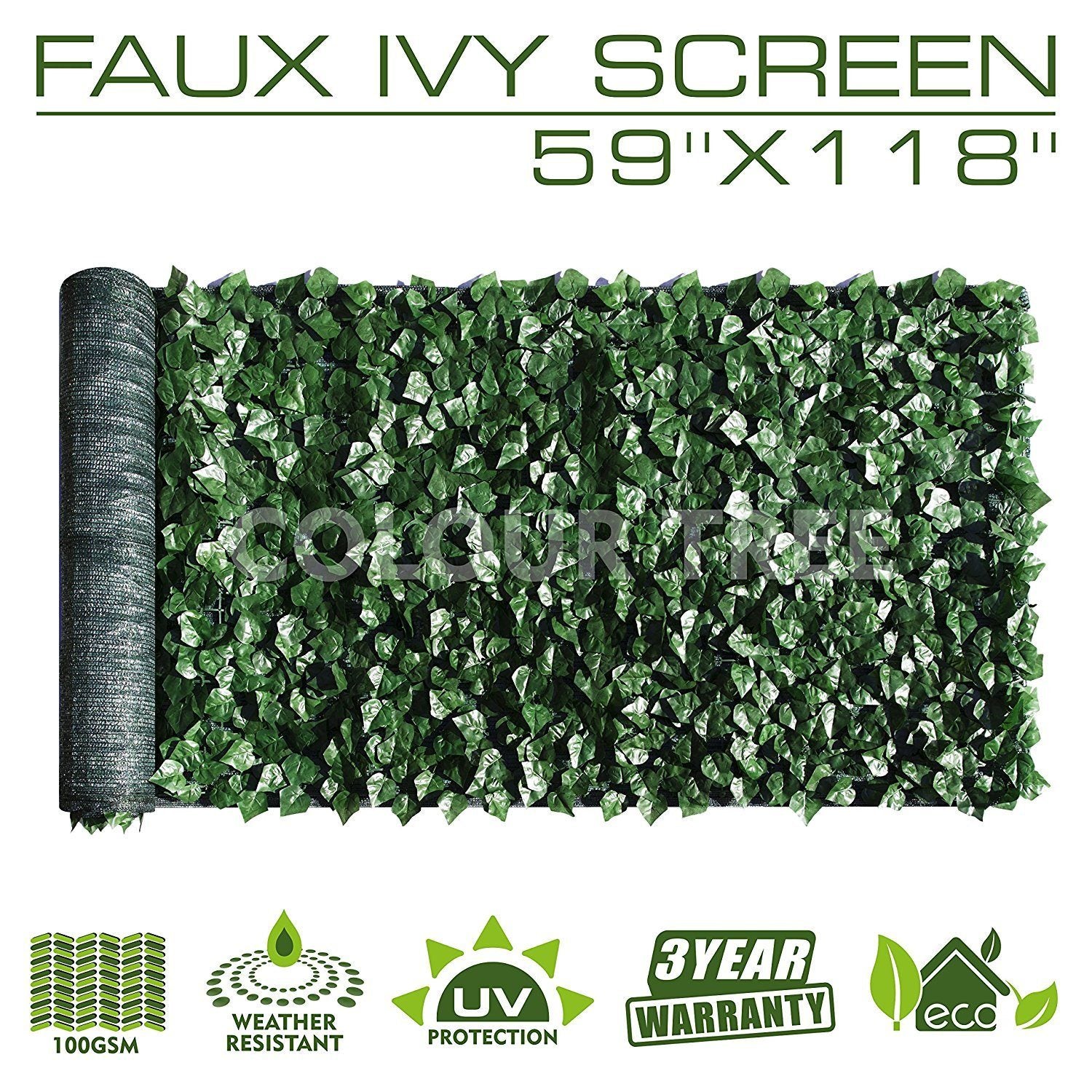  Artificial Hedges Faux Ivy Leaves Fence Privacy Screen Panels  Decorative Trellis - 59" x 118" 