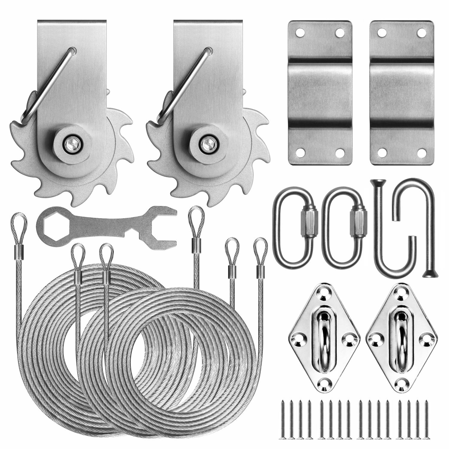  Rectangle / Square Sun Shade Sail Winch Installation Complete Hardware Kit 