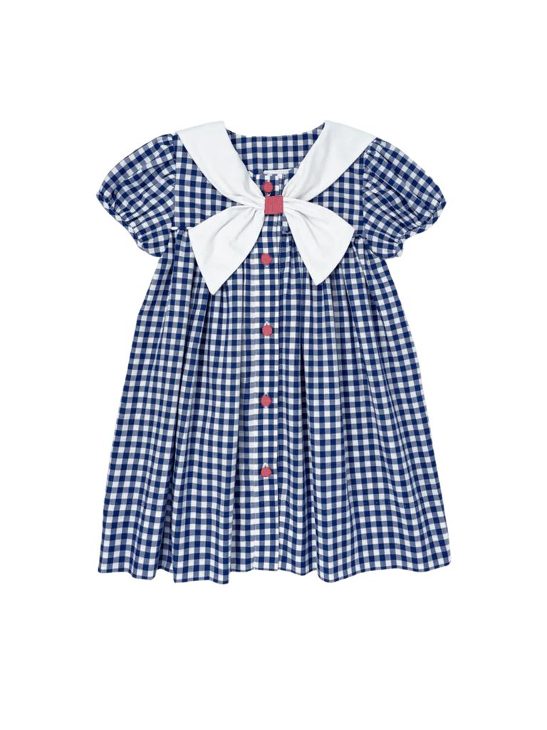 Navy Gingham Saylor Dress - God Bless America