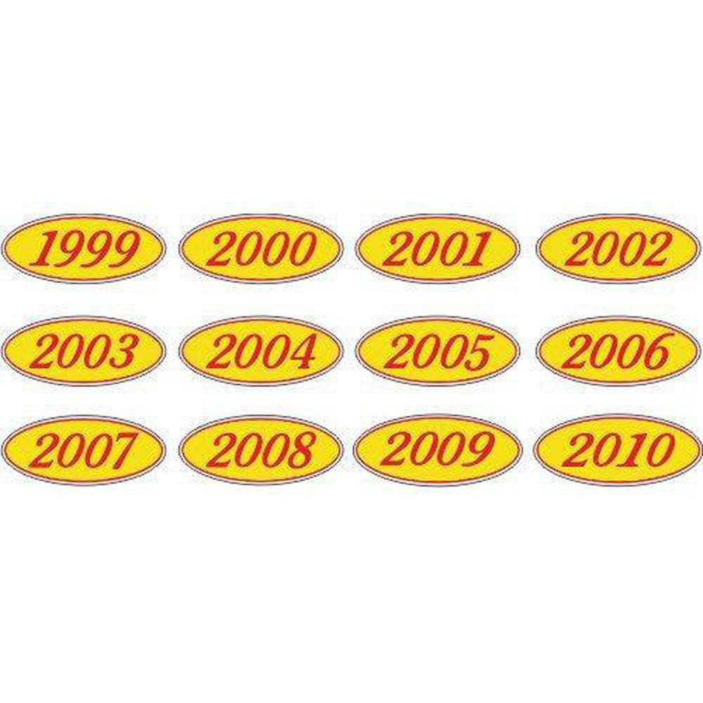 Year Oval-Red/Yellow-2007 Dozen/Pack