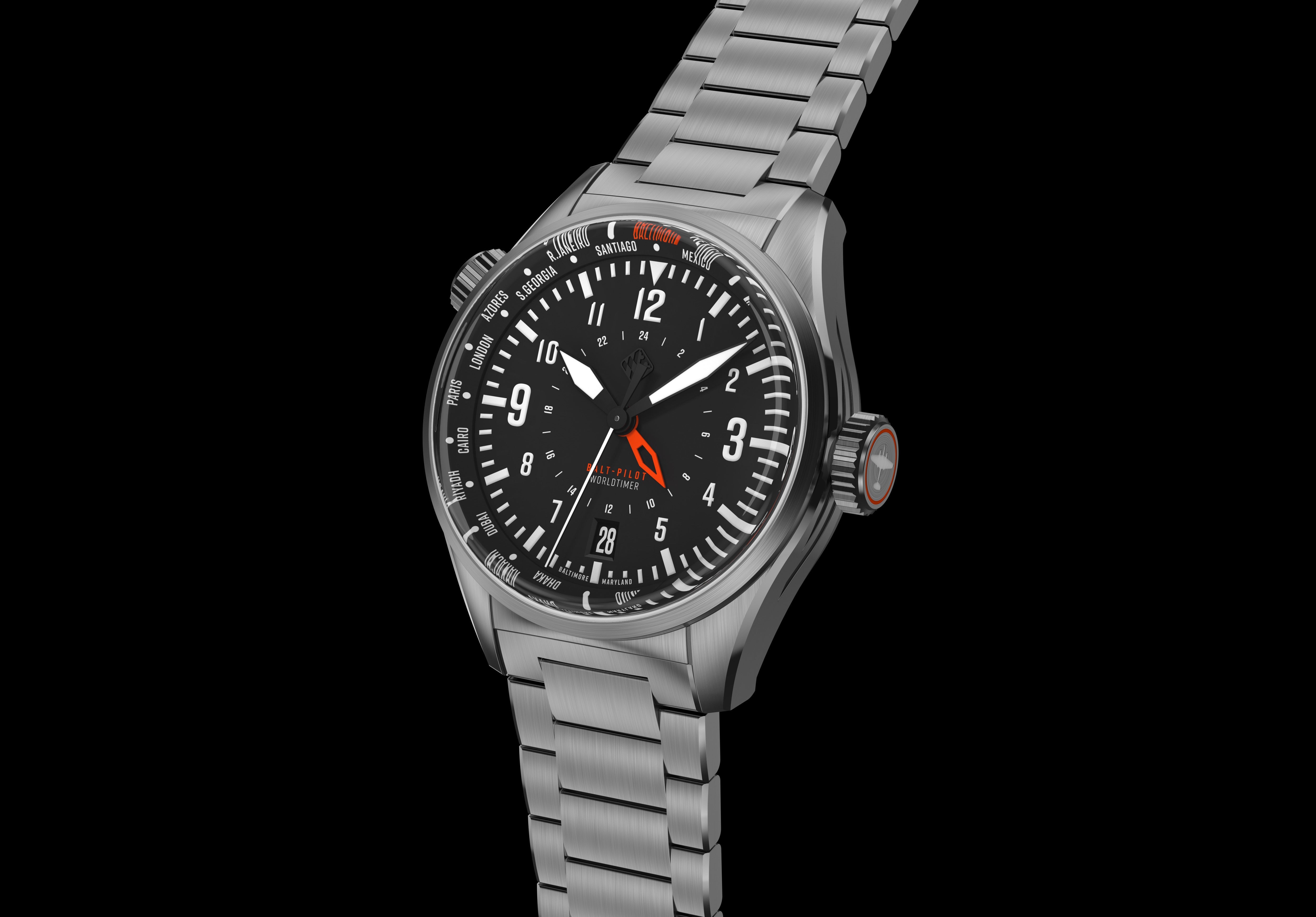 Balt-Pilot Worldtimer Stealth Black