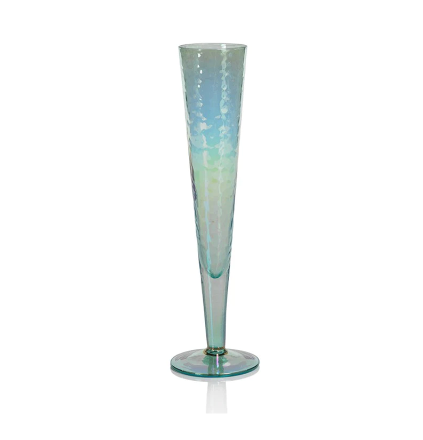 Luster Blue Slim Champagne Flute