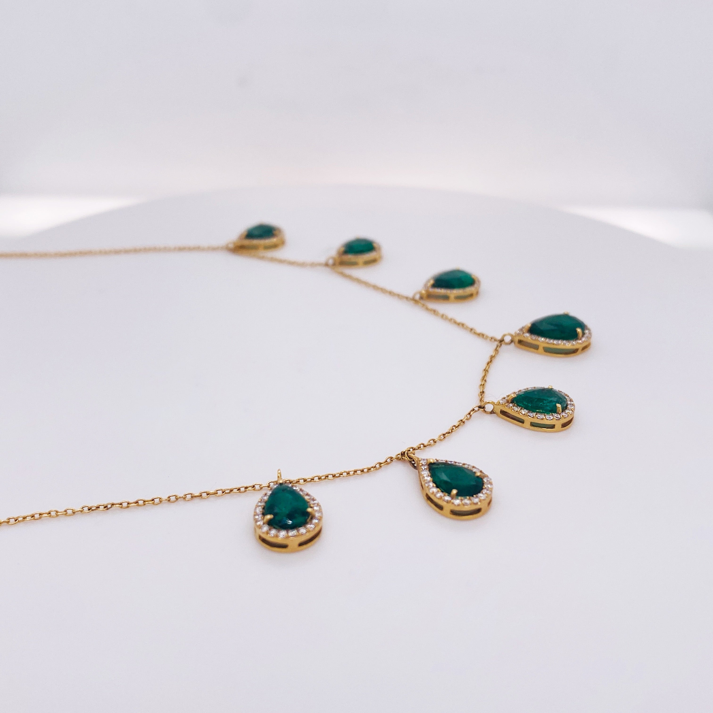 Emerald & Diamond Drop Necklace