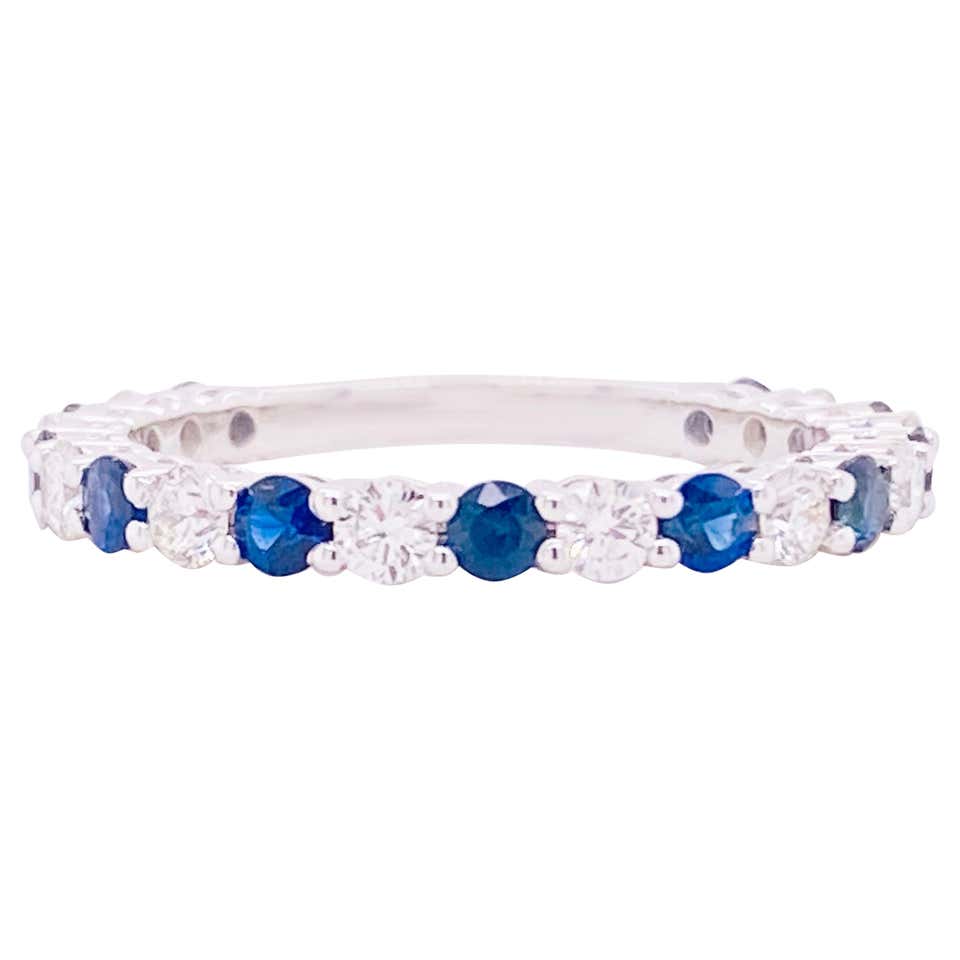 Blue Sapphire Diamond Stackable Ring