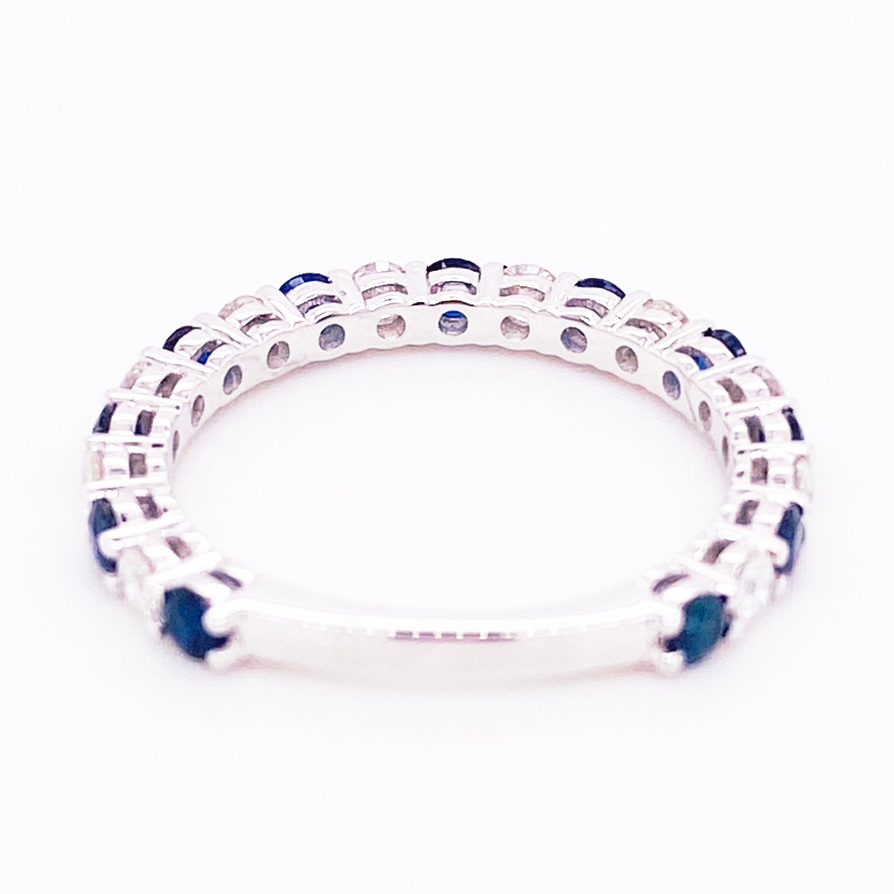 Blue Sapphire Diamond Stackable Ring