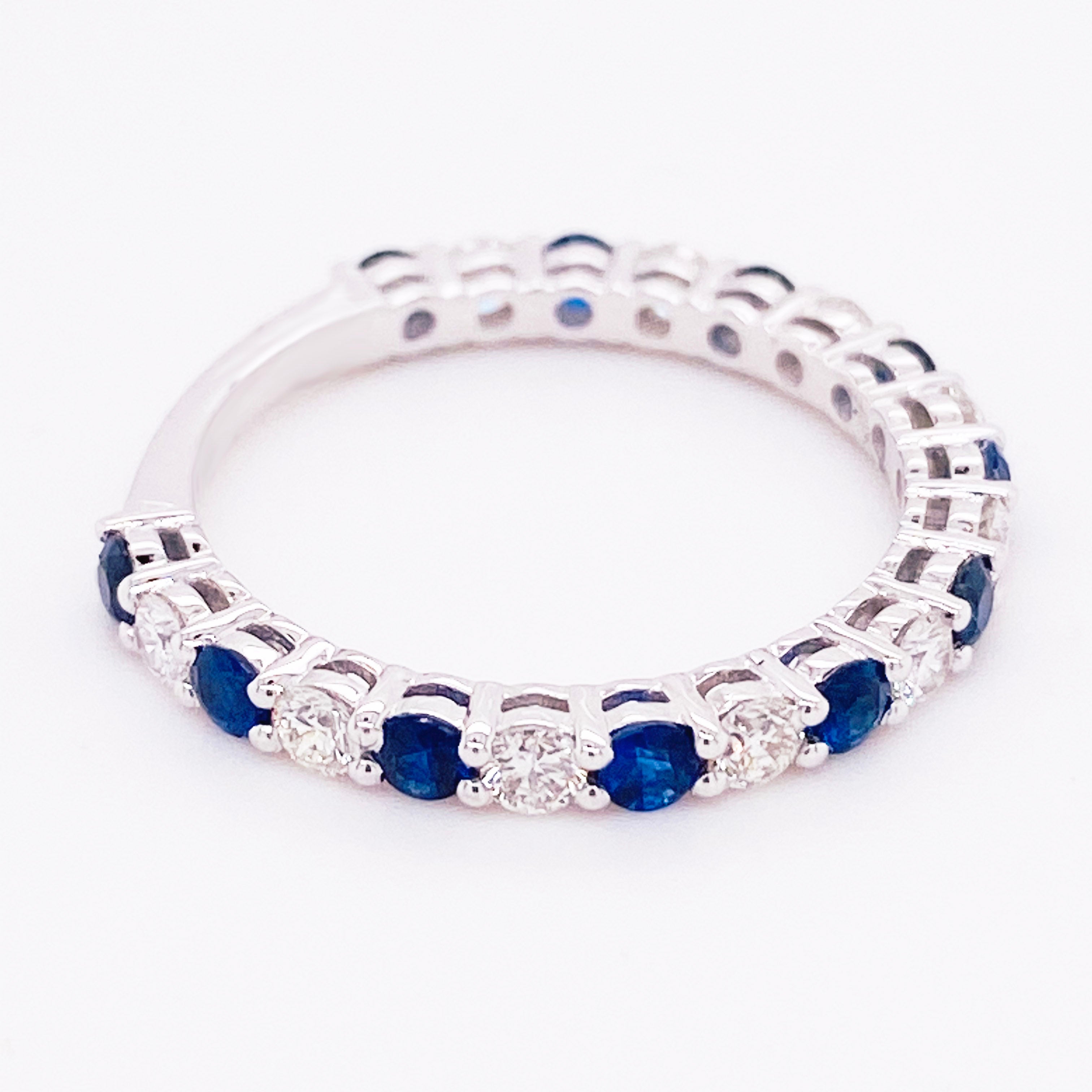 Blue Sapphire Diamond Stackable Ring