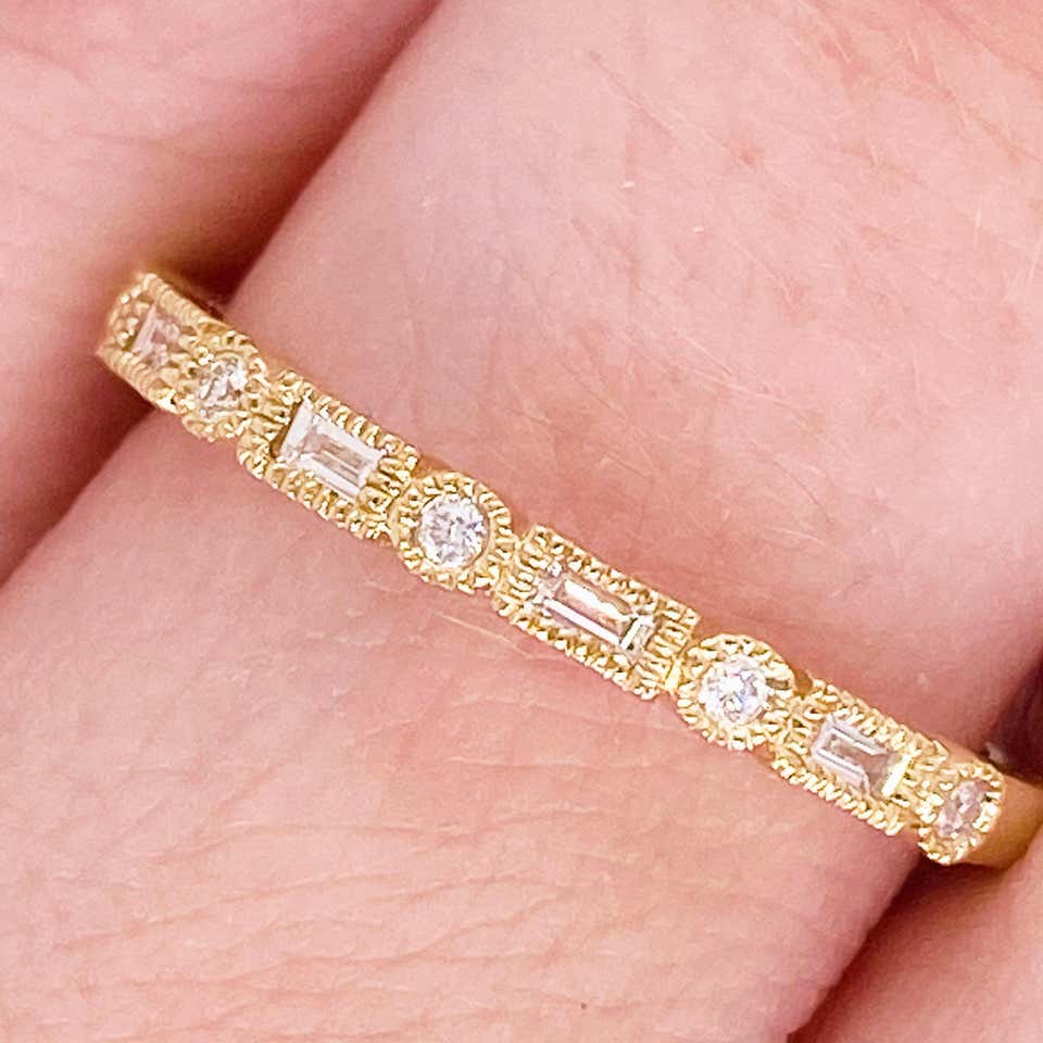 Diamond Baguette Millgrain Ring