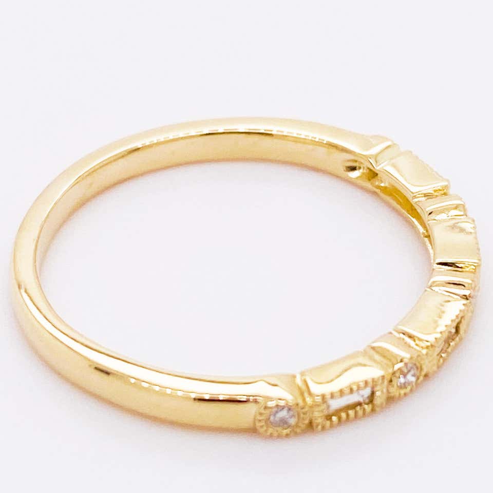 Diamond Baguette Millgrain Ring