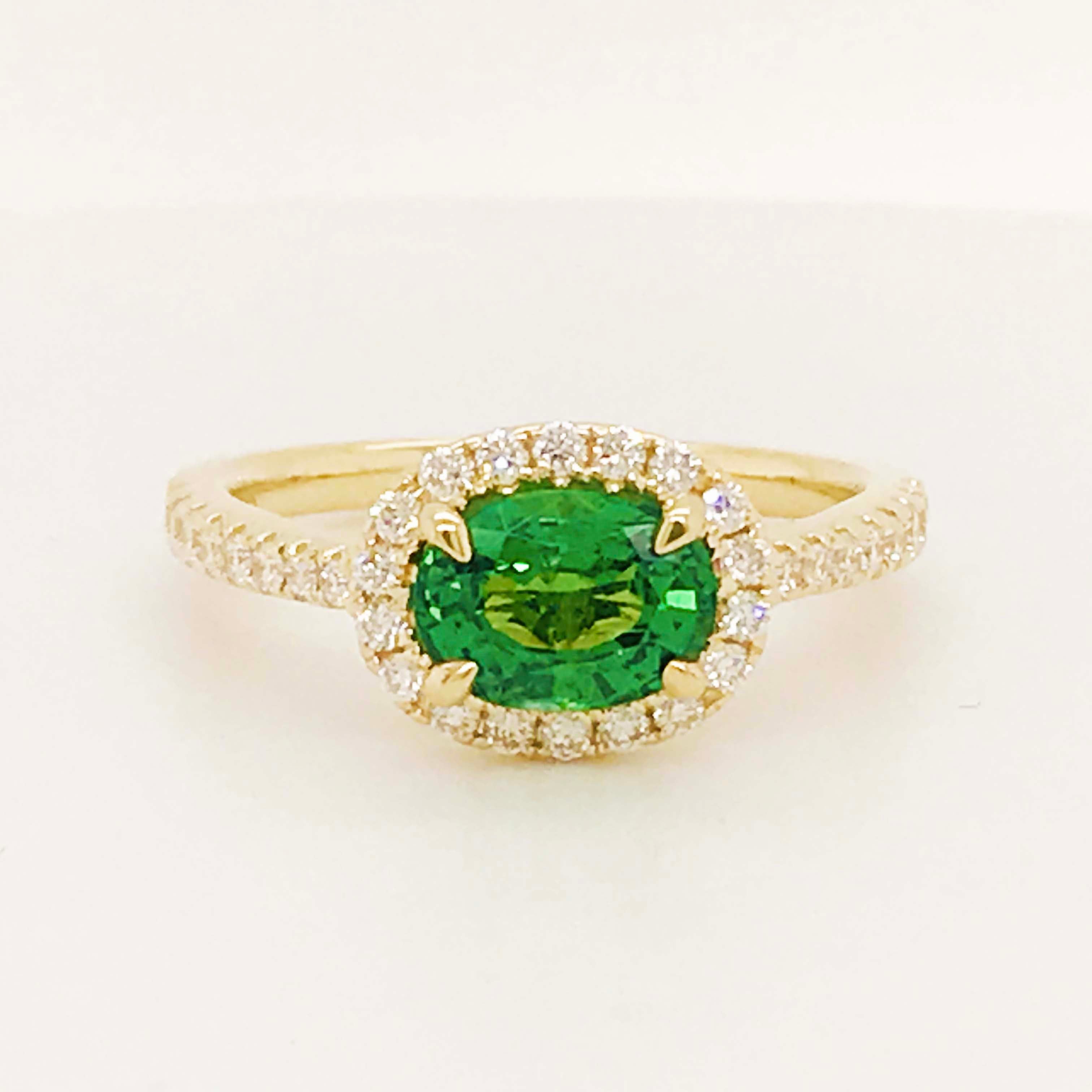 Tsavorite Garnet & Diamond Halo Custom Ring