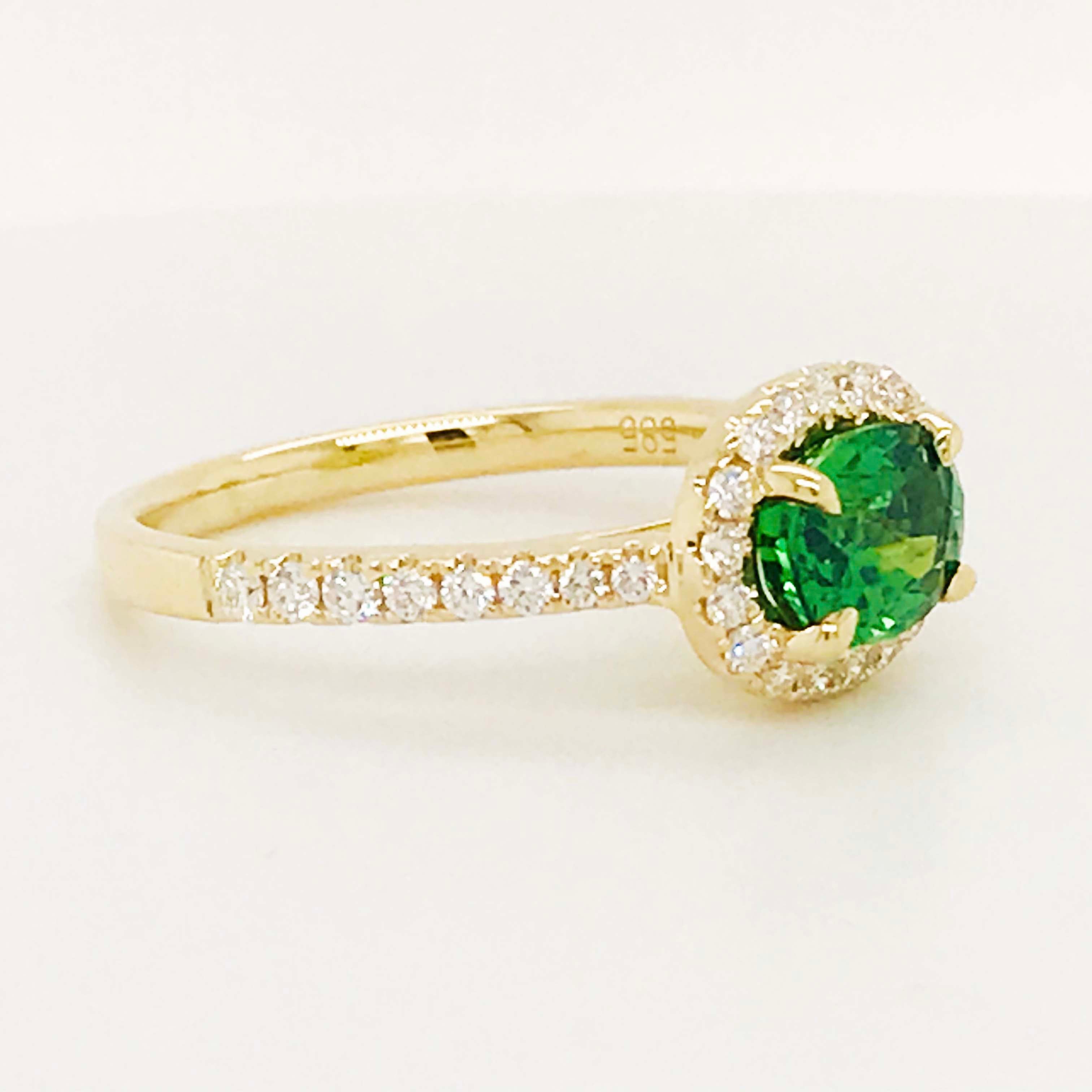 Tsavorite Garnet & Diamond Halo Custom Ring