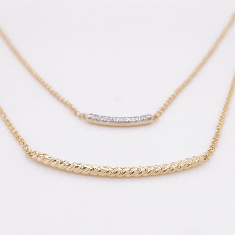 Two Strand Diamond Bar Necklace