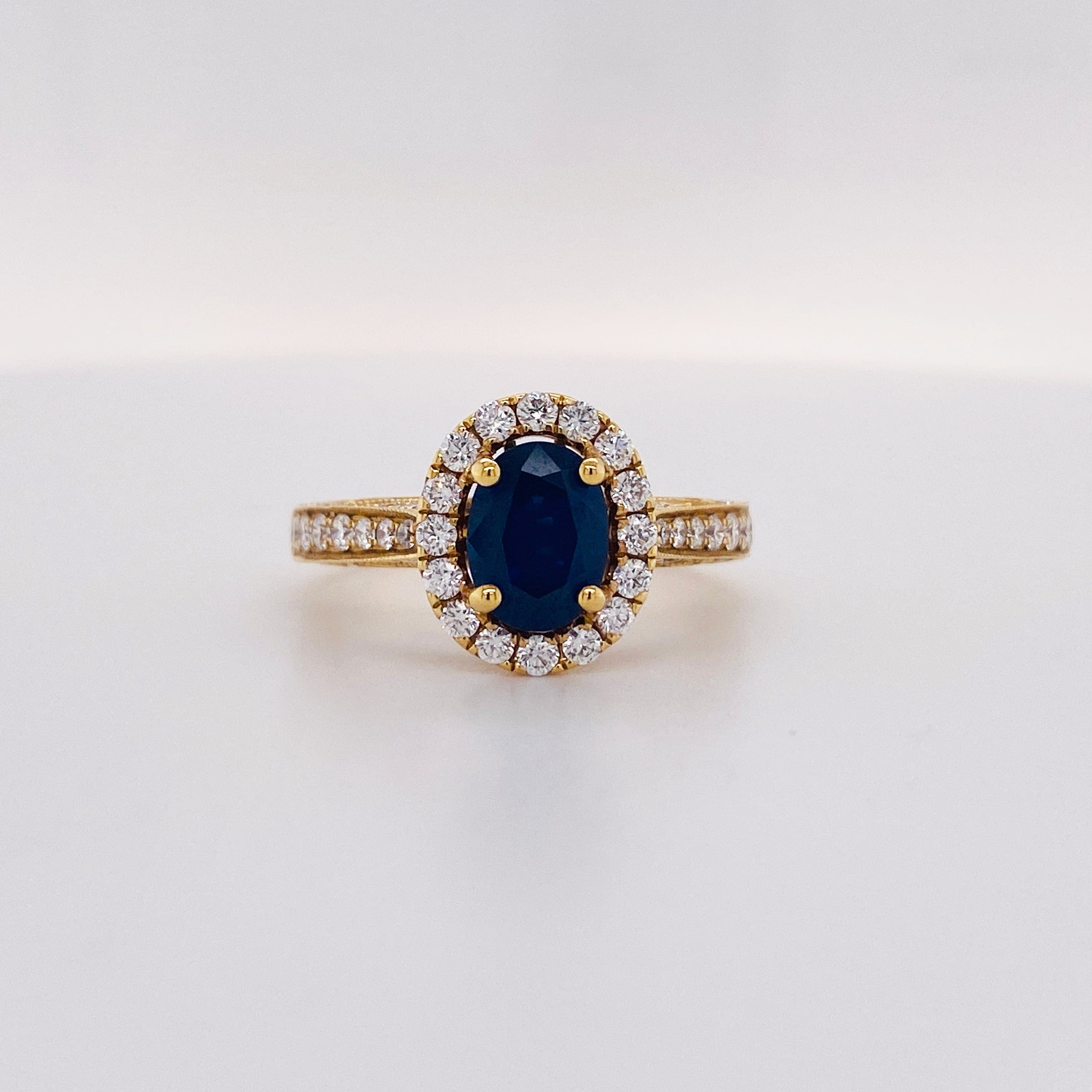 Sapphire and Diamond Halo Ring