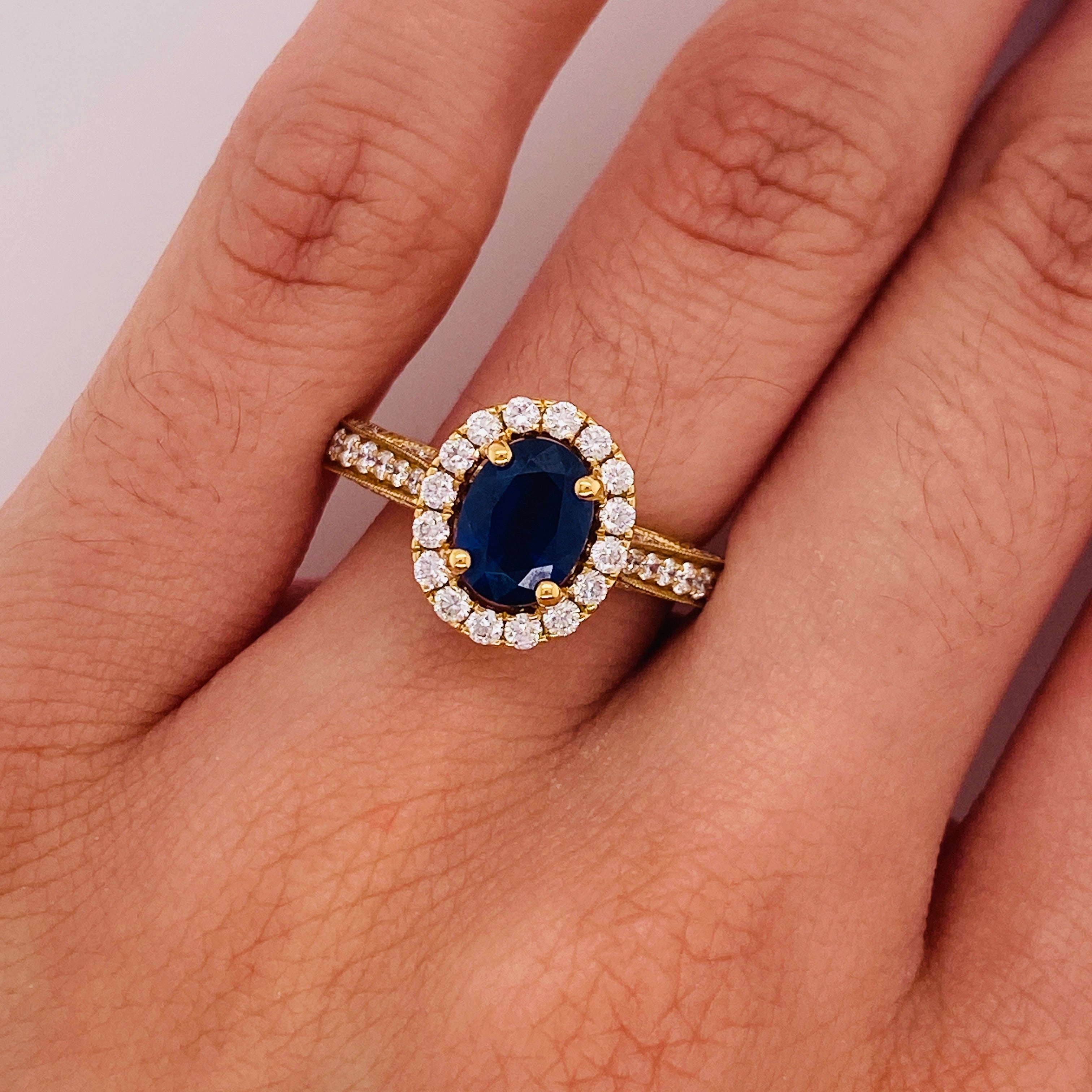 Sapphire and Diamond Halo Ring