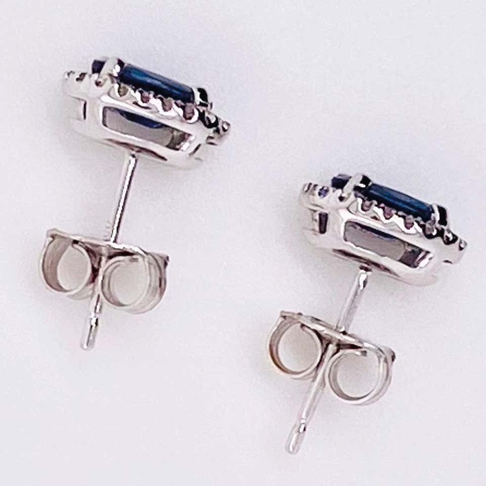 Oval Sapphire & Diamond Halo Stud Earrings