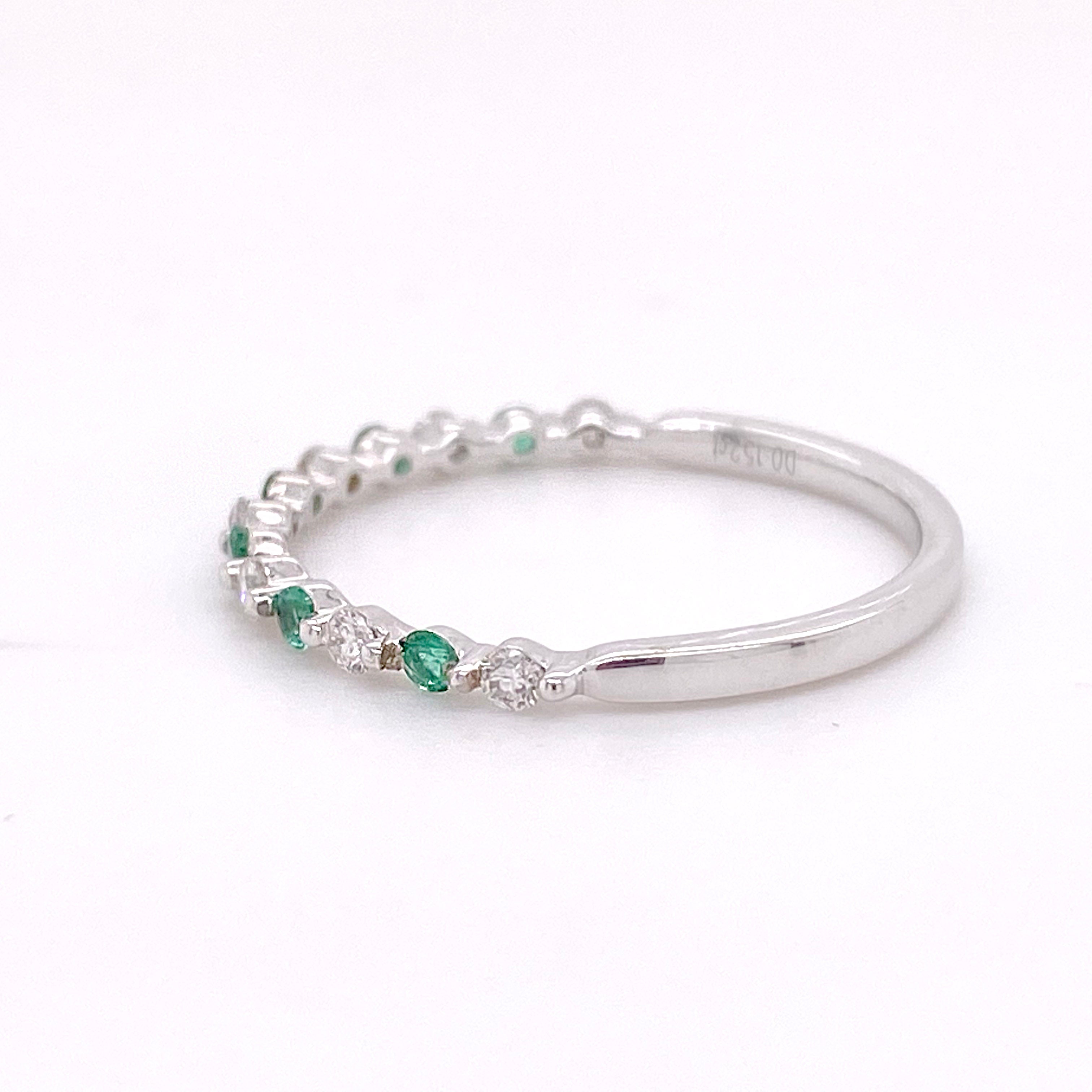 Diamond and Emerald Stackable Band