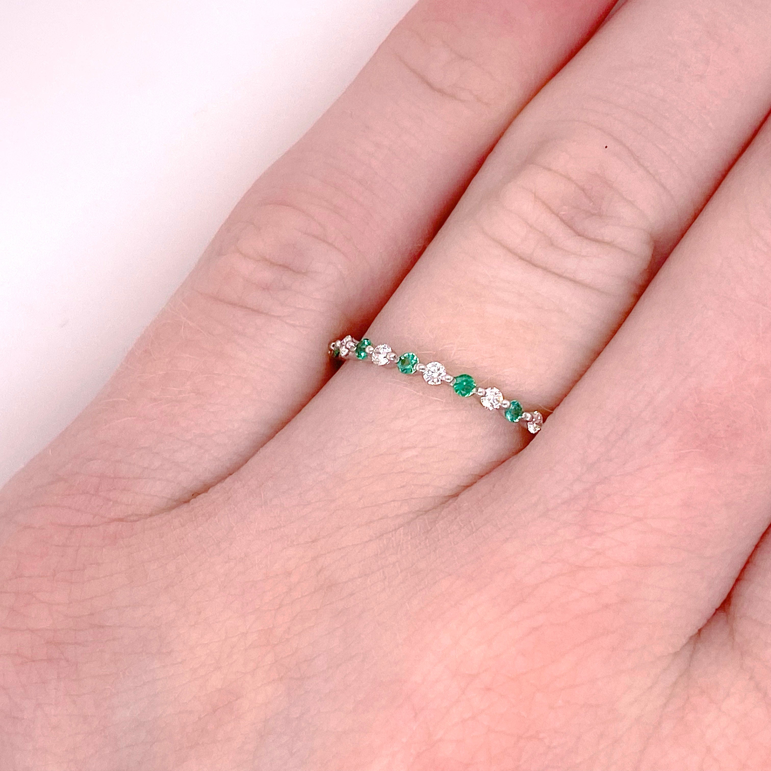 Diamond and Emerald Stackable Band